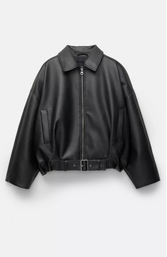 Black Leather Bomber Jacket